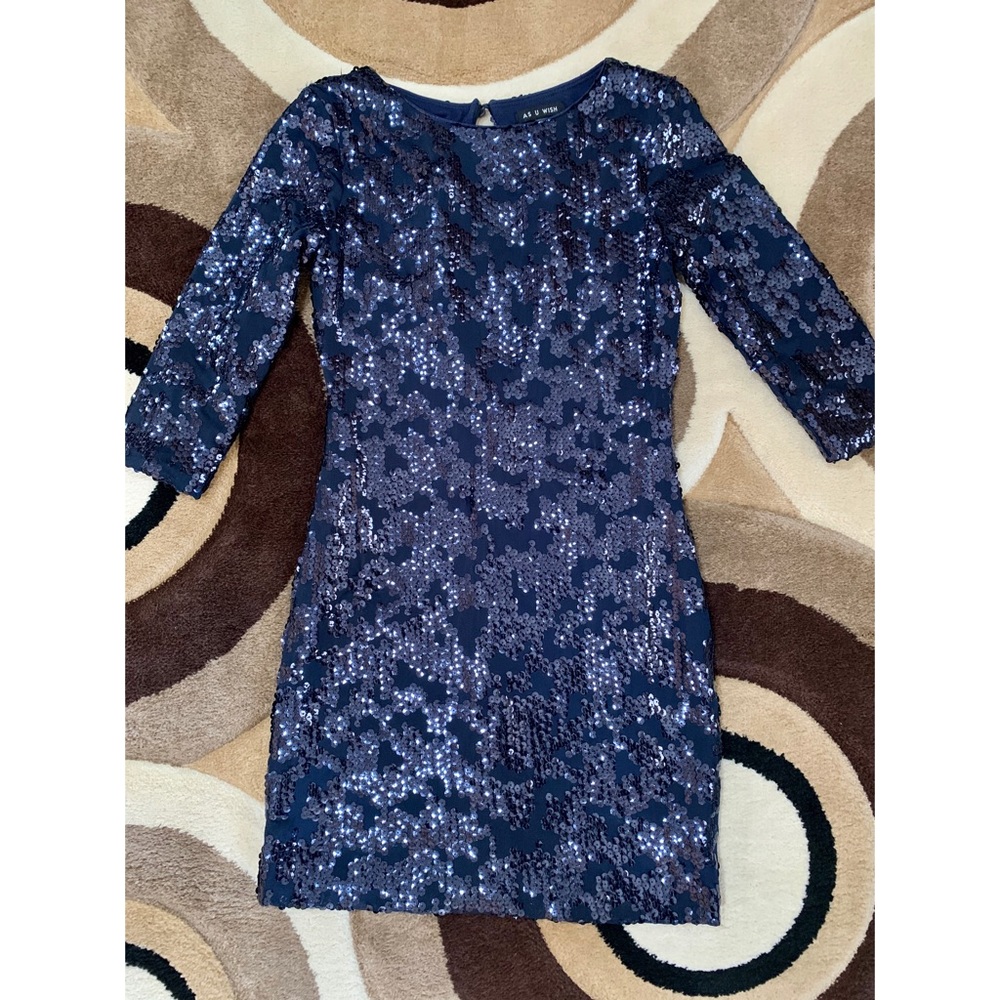 As U Wish Navy Blue Sequin Dress